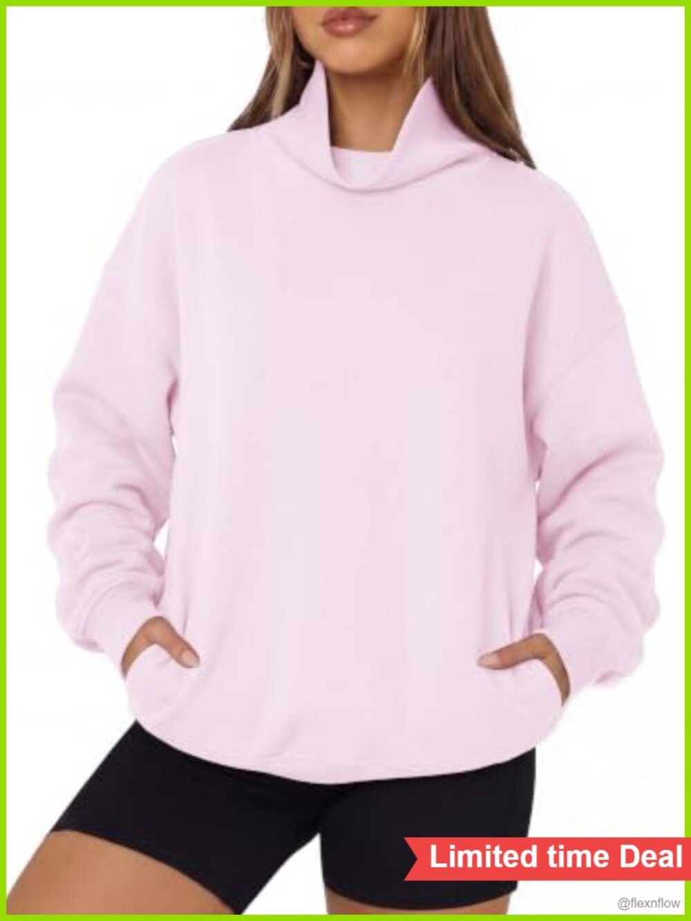 SUUKSESS Womens Mock Neck Sweatshirt Fleece Oversized Pullover with Pockets